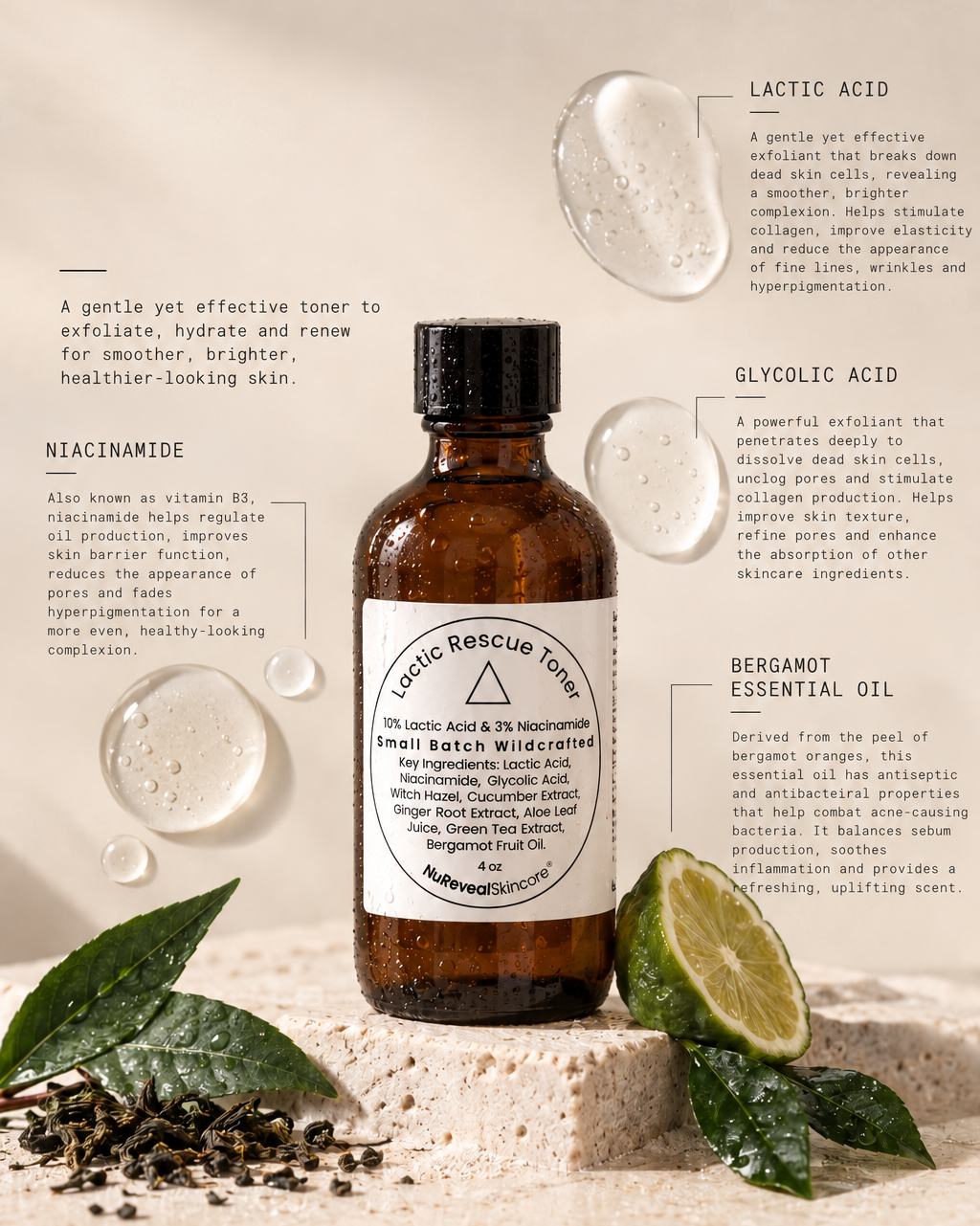 LACTIC RESCUE TONER △ Niacinamide + Glycolic Acid - For ultra-sensitive skin